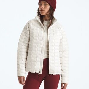 The North Face ThermoBall Jacket White Full Zip Quilted Puffer Coat Size Small